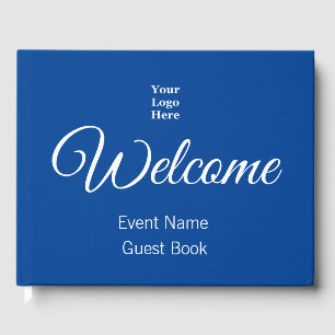 Business Template Blue & White Your Logo Here Guest Book