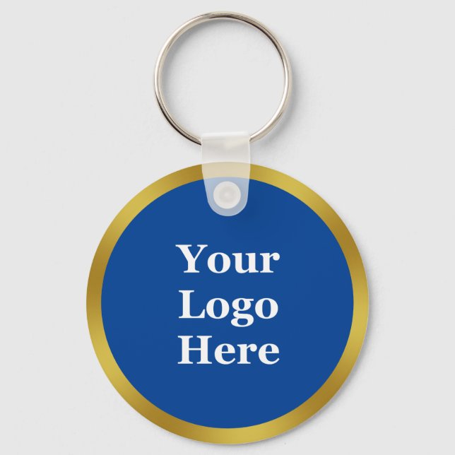 Business Template Deep Blue & Gold Your Logo Here Key Ring (Front)