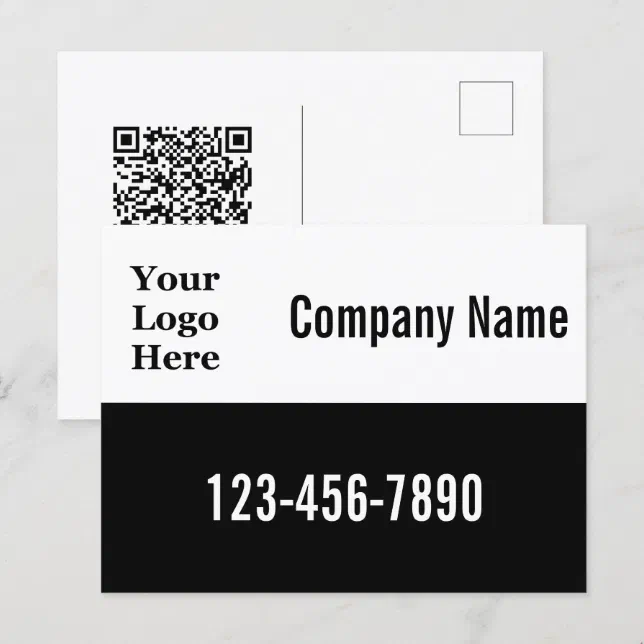 Business Template QR Code and Your Logo Here Postcard | Zazzle