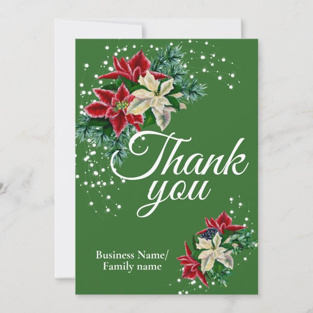 Business Thank You Appreciation Floral Green (Front)