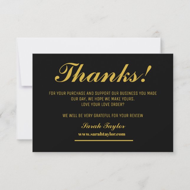 Business Thank You Black and Gold Elegant  (Front)