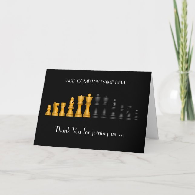 Business Thank You - Black-Gold Chess Pieces (Front)