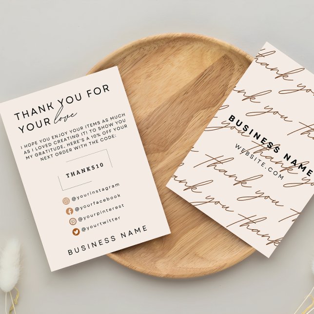 Business Thank You Card In Beige Package Insert (Creator Uploaded)