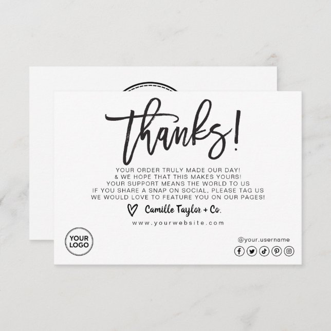 Business Thank You Card / Package Product Insert (Front/Back)