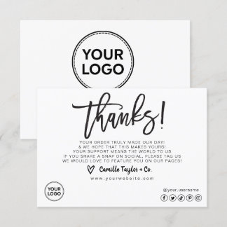 Business Thank You Card / Package Product Insert