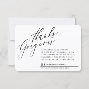 BUSINESS THANK YOU chic calligraphy black white Card