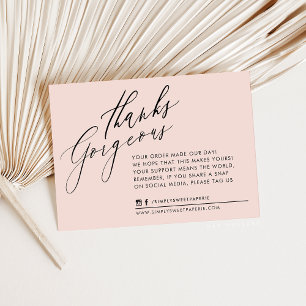 BUSINESS THANK YOU chic calligraphy blush pink Card