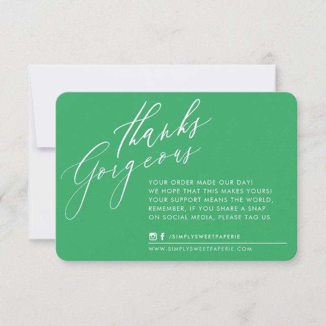 BUSINESS THANK YOU chic calligraphy green reverse (Front)