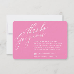 BUSINESS THANK YOU chic calligraphy pink reverse Card
