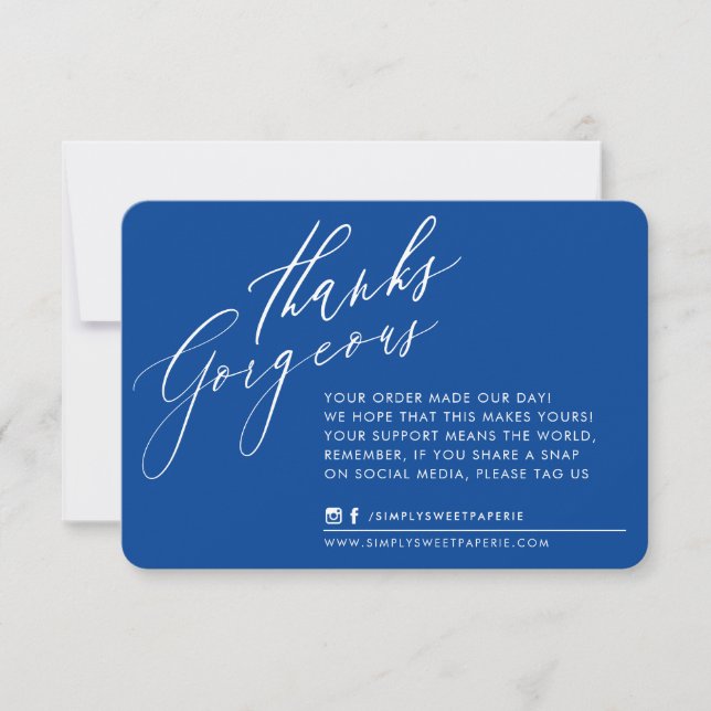 BUSINESS THANK YOU chic calligraphy royal blue (Front)