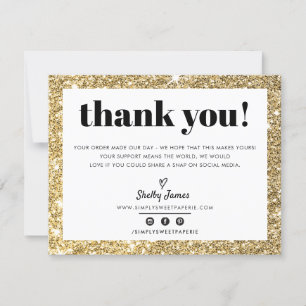 BUSINESS THANK YOU chic glam gold glitter LOGO Card