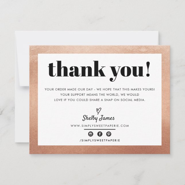BUSINESS THANK YOU chic glam rose gold LOGO (Front)