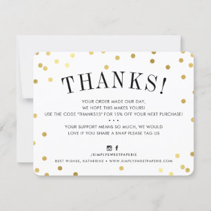 BUSINESS THANK YOU chic gold spots modern Invitation
