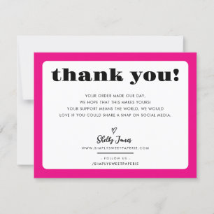 BUSINESS THANK YOU chic logo modern fuschia pink Card