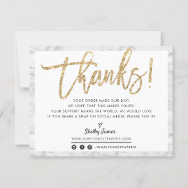 BUSINESS THANK YOU chic marble gold glitter script