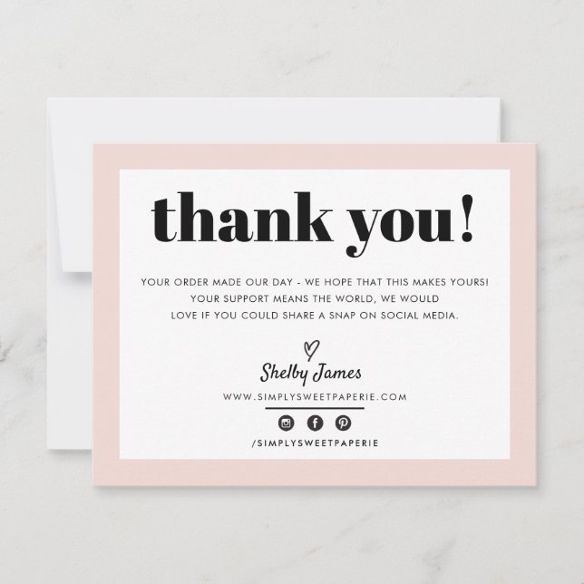BUSINESS THANK YOU chic modern blush pink LOGO (Front)