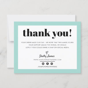 BUSINESS THANK YOU chic modern pretty mint LOGO Card