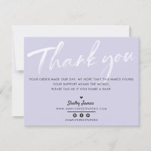 BUSINESS THANK YOU chic modern purple white ink