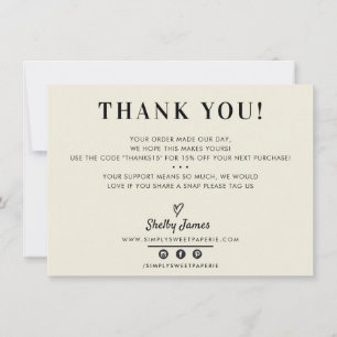 BUSINESS THANK YOU chic simple modern ivory black
