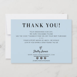 BUSINESS THANK YOU chic simple modern pale blue Card