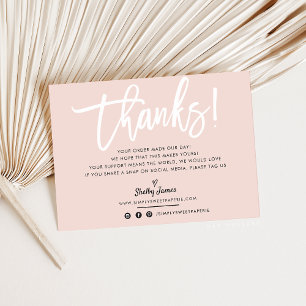 BUSINESS THANK YOU chic white script blush pink