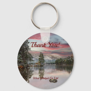 Business Thank You Christmas Snowy Landscape Key Ring