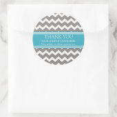 Business Thank You Company Name Grey Teal Chevron Classic Round Sticker (Bag)