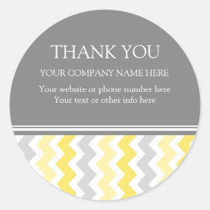 Business Thank You Company Name Yellow Chevron Classic Round Sticker