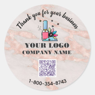 Business Thank You Custom Logo QR Code Classic Round Sticker
