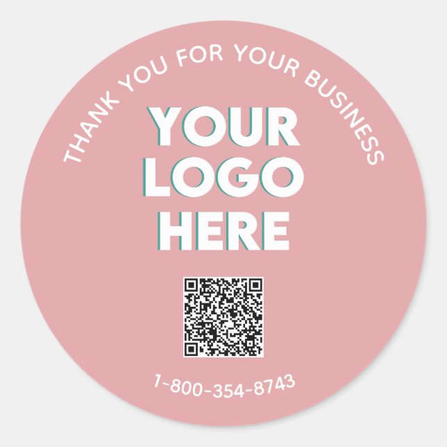 Business Thank You Custom Logo QR Code    Classic Round Sticker (Front)