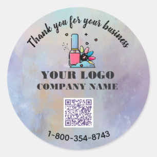 Business Thank You Custom Logo QR Code Classic Round Sticker
