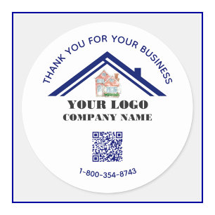 Business Thank You Custom Logo QR Code Classic Round Sticker