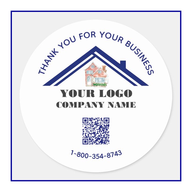 Business Thank You Custom Logo QR Code  Classic Round Sticker (Creator Uploaded)