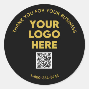 Business Thank You Custom Logo QR Code    Classic Round Sticker