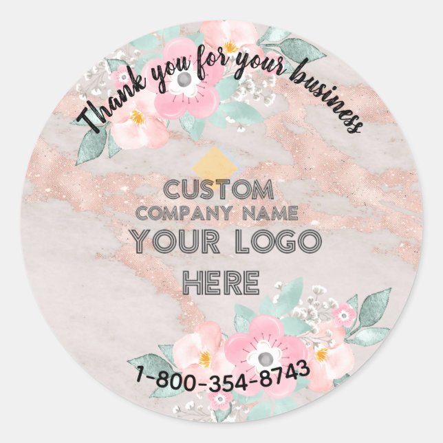 Business Thank You Custom Logo QR Code   Classic Round Sticker (Front)