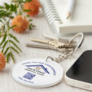 Business Thank You Custom Logo QR Code   Key Ring