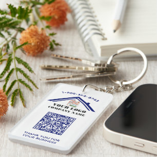 Business Thank You Custom Logo QR Code  Key Ring