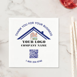 Business Thank You Custom Logo QR Code    Napkin