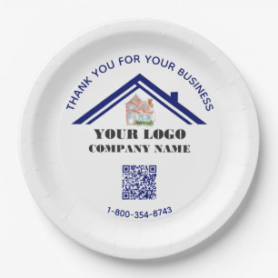 Business Thank You Custom Logo QR Code    Paper Plate