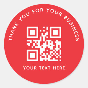 Business Thank You Custom QR Code Red Classic Round Sticker