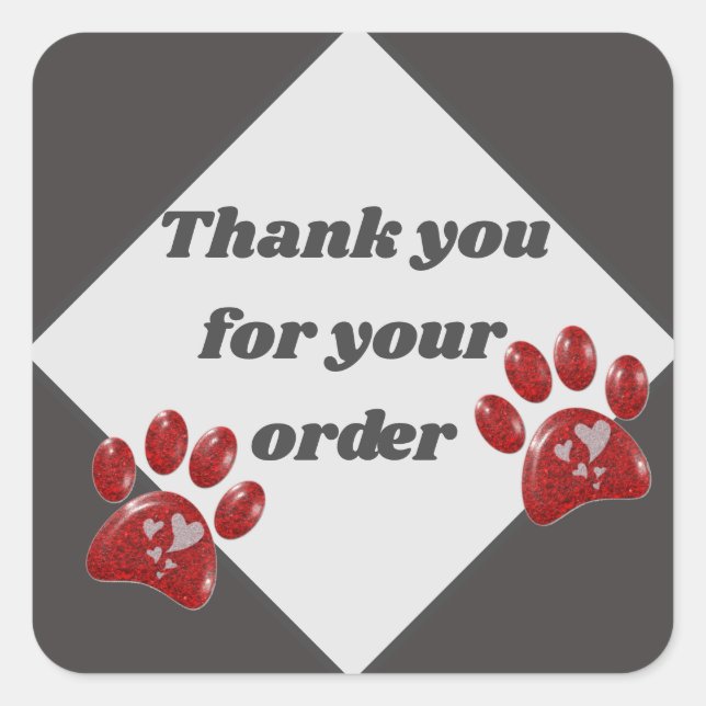 Business Thank You Customer Appreciation Red Paws Square Sticker (Front)