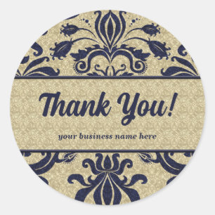 Business Thank You Customised Blue Classic Round Sticker