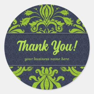 Business Thank You Customised Green Classic Round Sticker