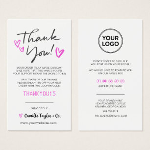 Business Thank You & Discount Code Card   Modern 