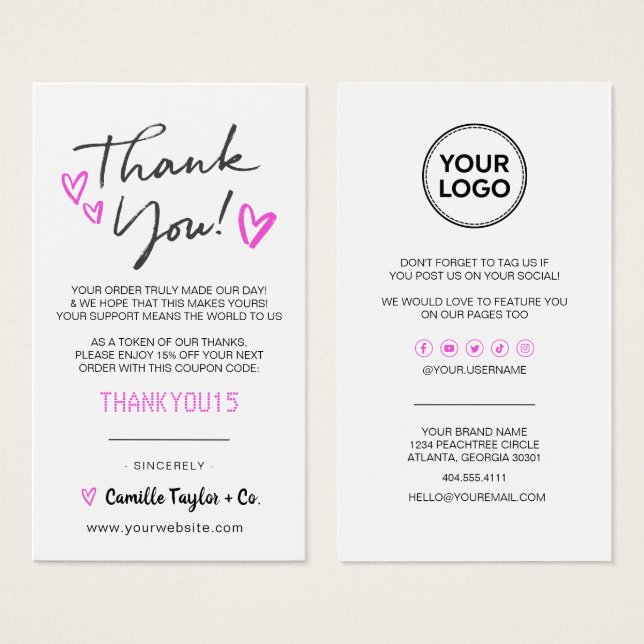 Business Thank You & Discount Code Card | Modern  (Front & Back)