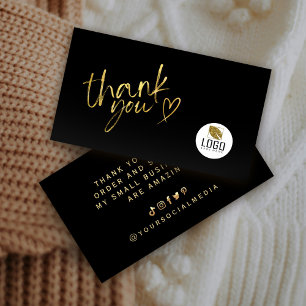 Business Thank You Elegant Black and Gold Card