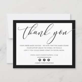 BUSINESS THANK YOU elegant modern black white LOGO Card