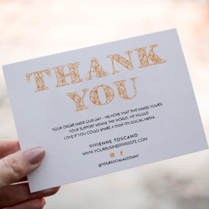BUSINESS THANK YOU ELEGANT ORANGE SWIRL LOGO ENCLOSURE CARD