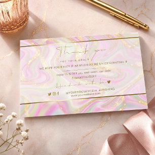 Business Thank You Elegant Pink Marble Gold Logo