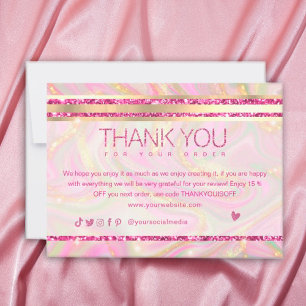 Business Thank You Elegant Pink Marble Gold Logo